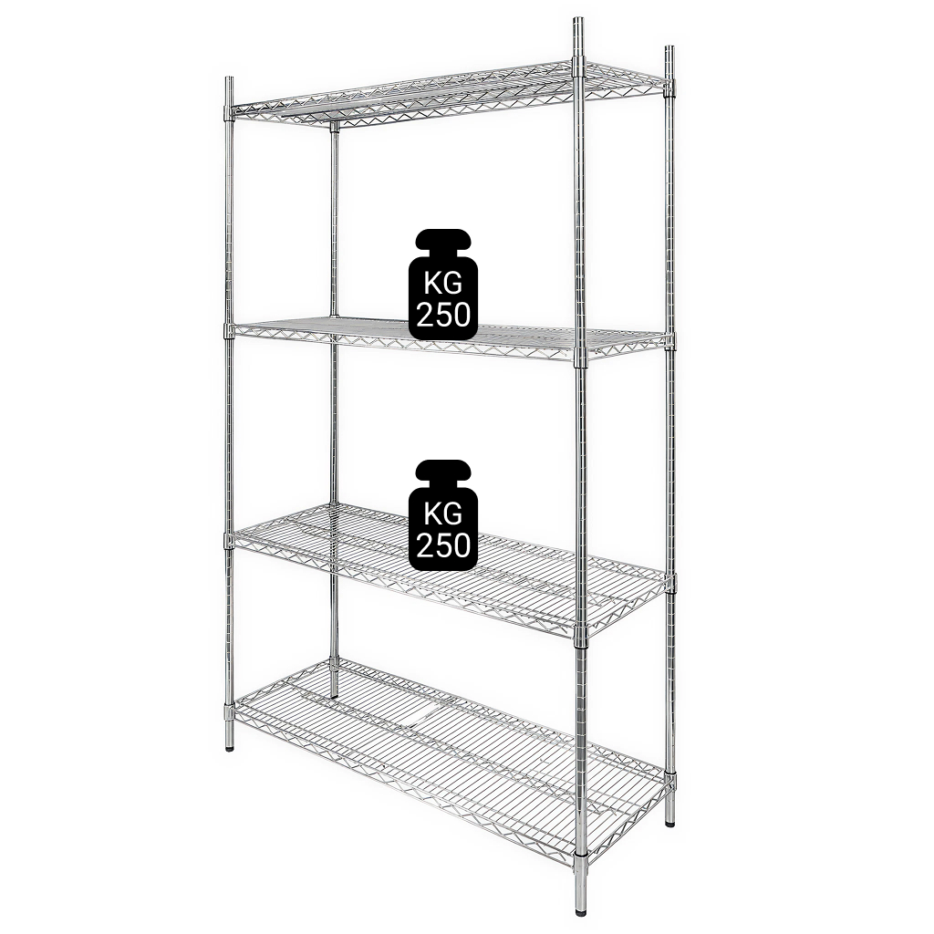 regał druciany chromowany, regał 4-półkowy, regał stalowy, regał , regał do gastronomii, regał chromowany