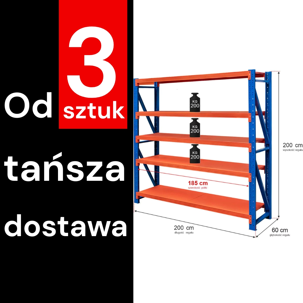 regał magazynowy półkowy FORTIS LIGHT, regał do garażu, regał do hurtowni i sklepu
