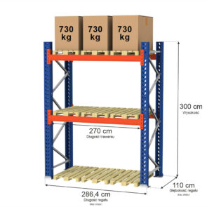 Zdjęcie produktu: Regał magazynowy paletowy MAGO HX 0+2 H-300 cm L-286,4 cm moduł bazowy 2190 kg nośność na parę trawersów