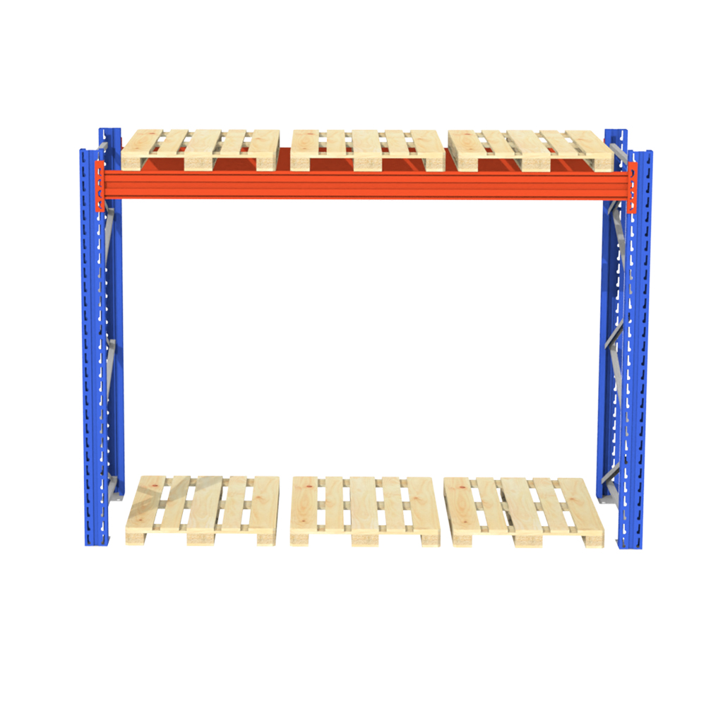 Regał magazynowy paletowy STOW 0+1 H-205 cm L-290 cm moduł bazowy 3000 kg nośność na parę trawersów