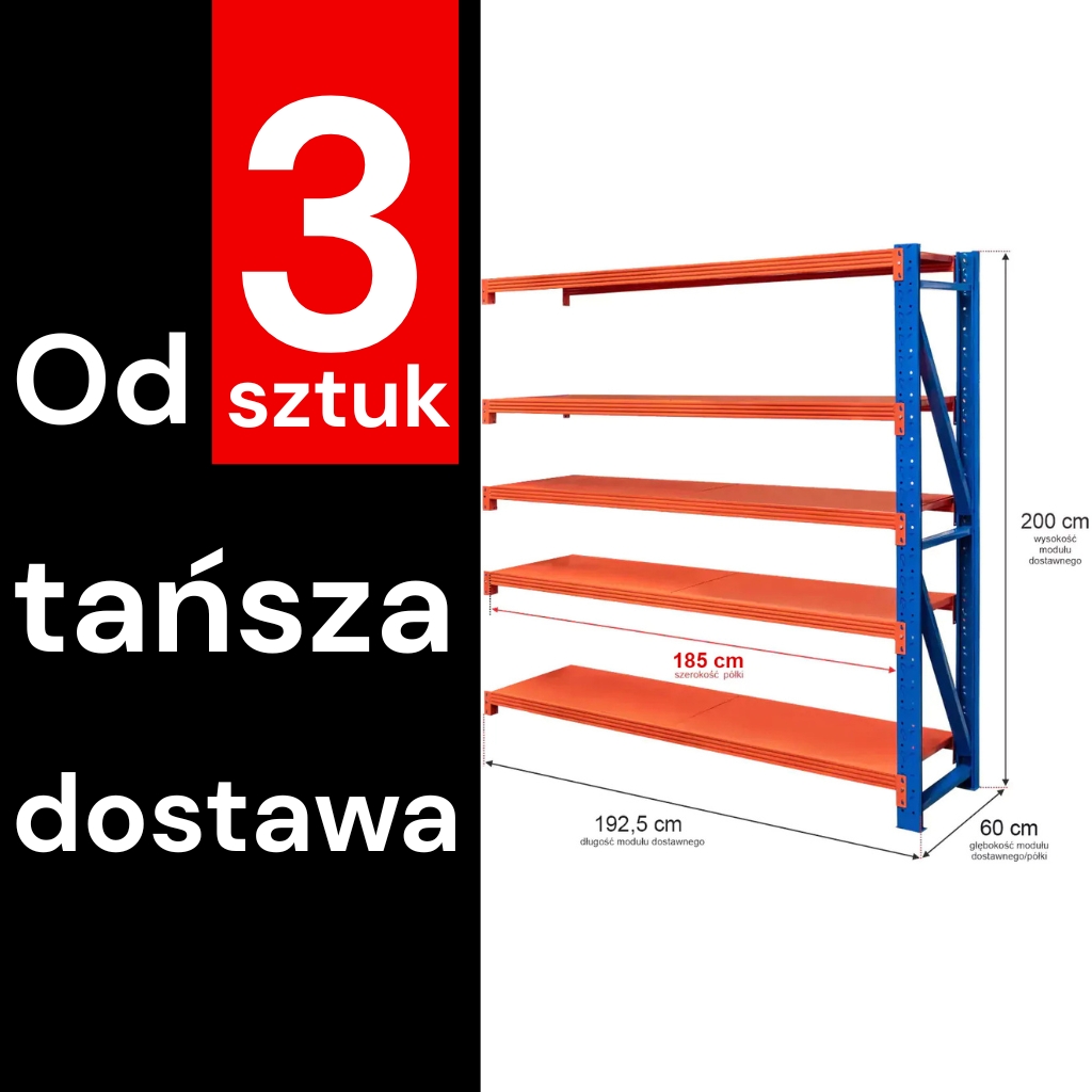 regał metalowy do garażu, piwnicy, regał magazynowy metalowy Fortis Light