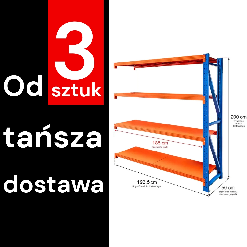 regał metalowy do garażu, piwnicy, regał magazynowy metalowy Fortis Light