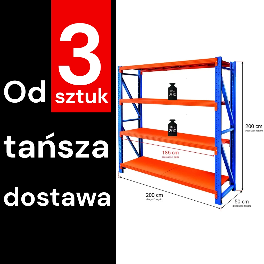 regał magazynowy 4 -półkowy Fortis Light regał do garażu, regał do piwnicy