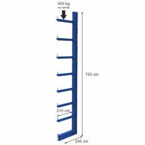 Zdjęcie produktu: Regał wspornikowy jednostronny STOW H-750 cm nośność na ramię 400 kg 1 moduł