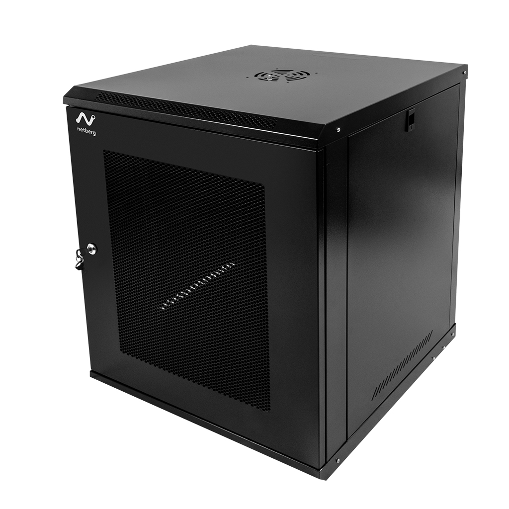Szafa Rack 19 15U serwerowa na elektronikę NETBERG wisząca 60x60x75cm czarna z drzwiami perforowanymi
