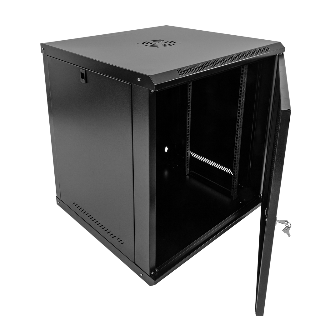 Szafa Rack 19 15U serwerowa na elektronikę NETBERG wisząca 60x60x75cm czarna z drzwiami perforowanymi