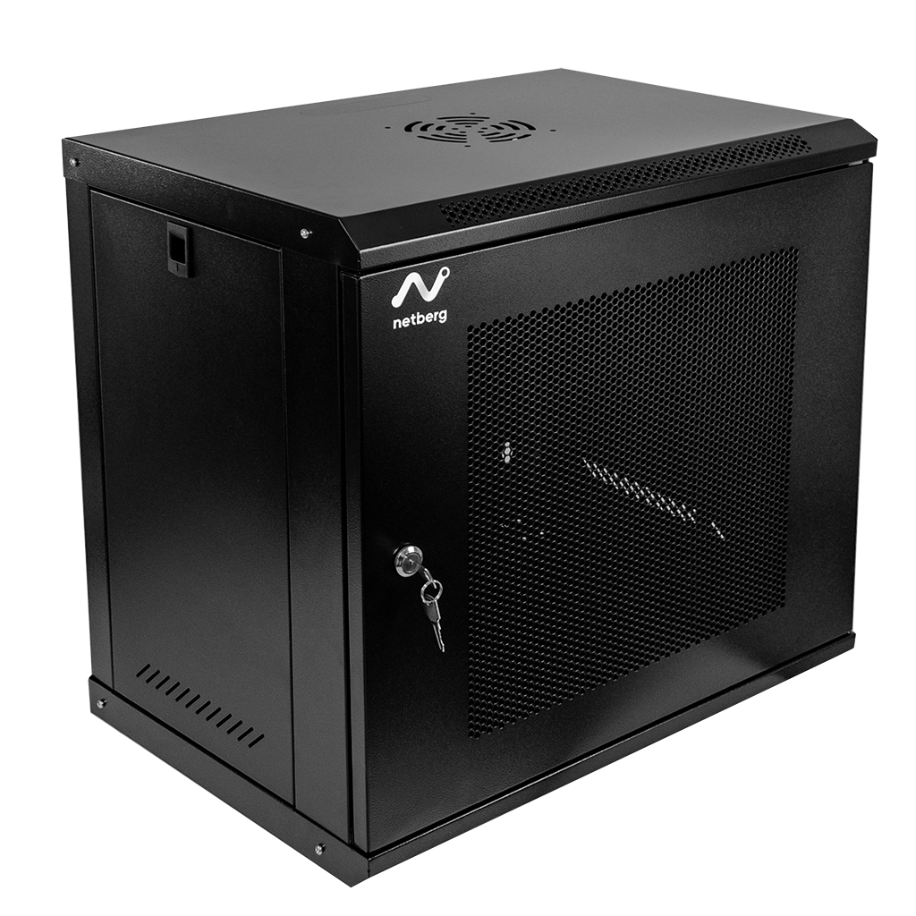 Szafa Rack 19 12U serwerowa na elektronikę NETBERG wisząca 60x40x60cm czarna z drzwiami perforowanymi
