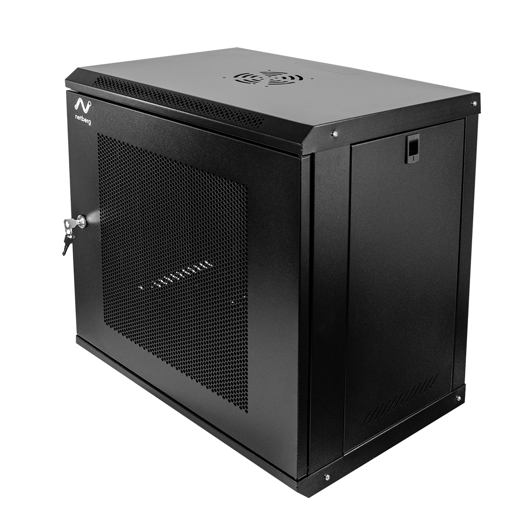 Szafa Rack 19 12U serwerowa na elektronikę NETBERG wisząca 60x40x60cm czarna z drzwiami perforowanymi