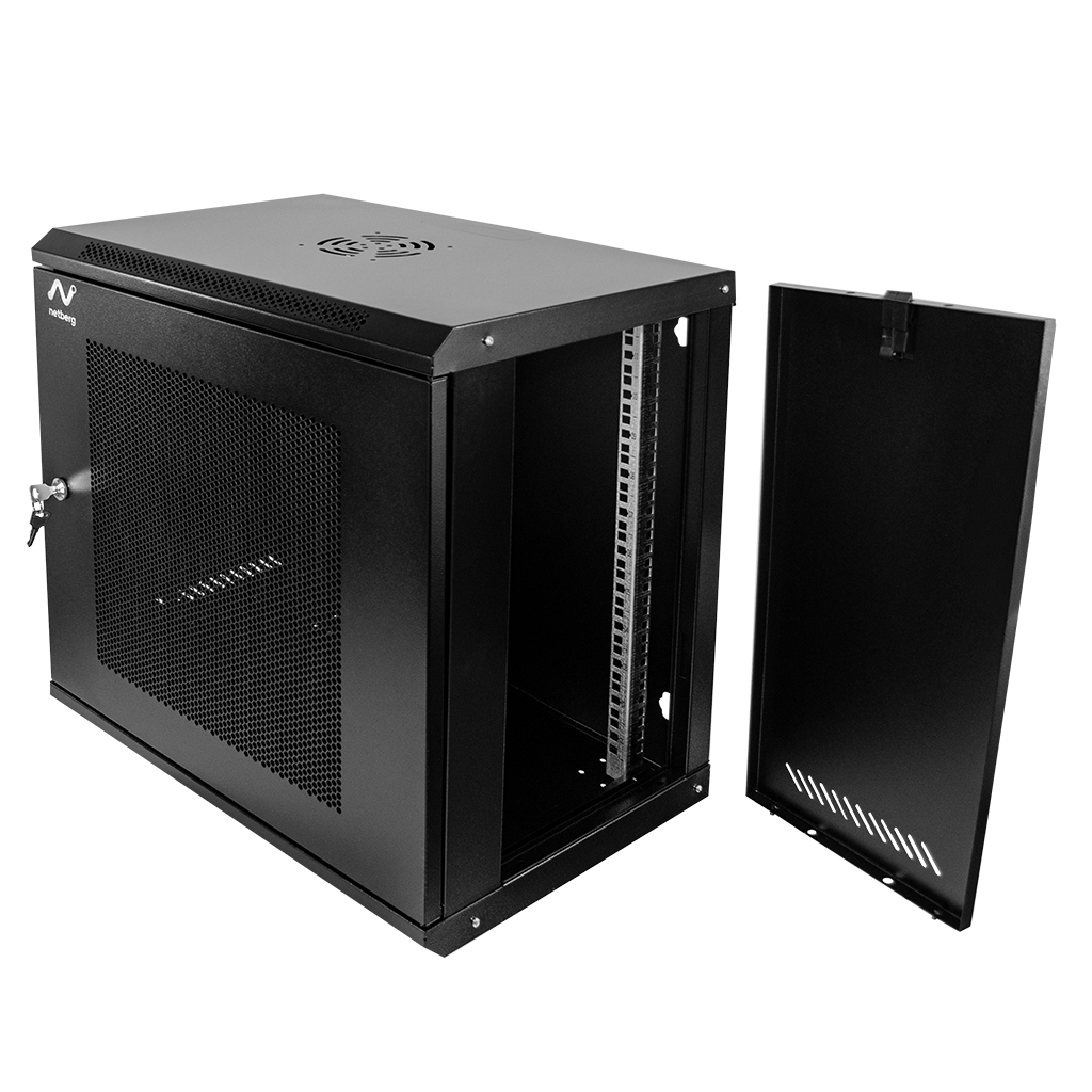 Szafa Rack 19 12U serwerowa na elektronikę NETBERG wisząca 60x40x60cm czarna z drzwiami perforowanymi
