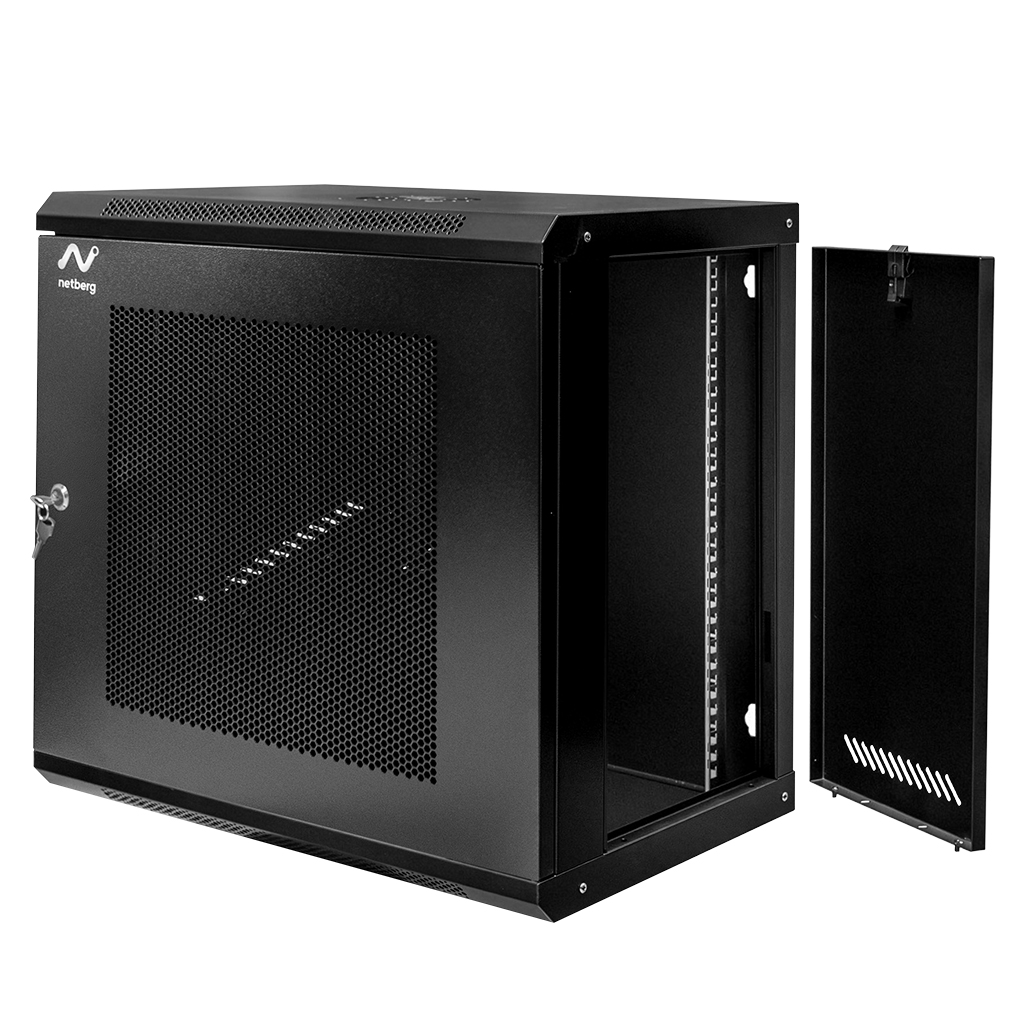 Szafa Rack 19 12U serwerowa na elektronikę NETBERG wisząca 60x40x60cm czarna z drzwiami perforowanymi