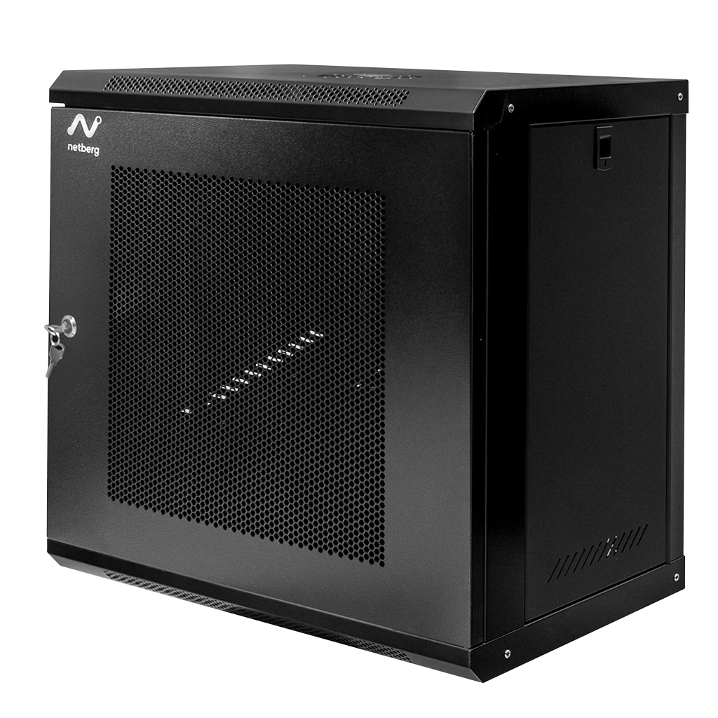 Szafa Rack 19 12U serwerowa na elektronikę NETBERG wisząca 60x40x60cm czarna z drzwiami perforowanymi