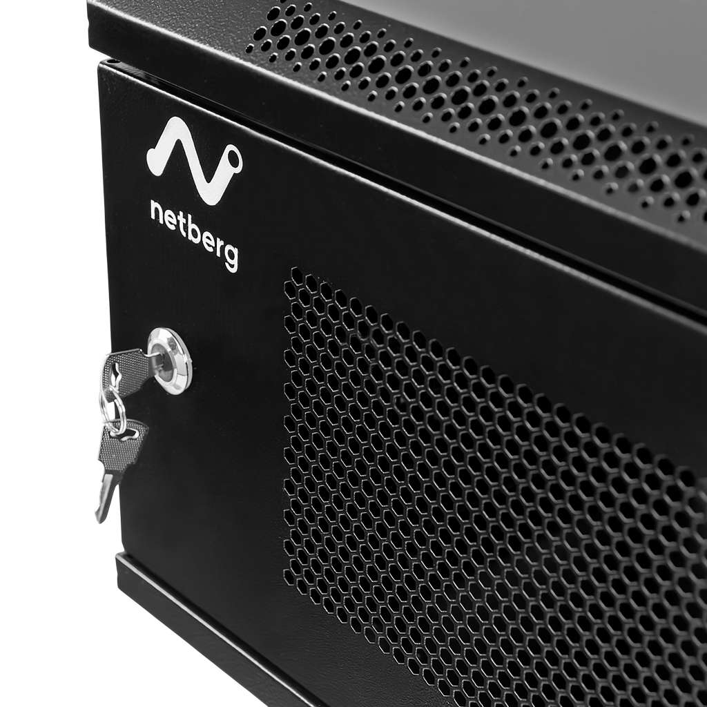 Szafa Rack 19 6U serwerowa na elektronikę NETBERG wisząca 60x40x30cm czarna z drzwiami perforowanymi