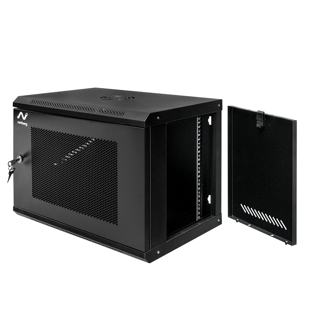 Szafa Rack 19 9U serwerowa na elektronikę NETBERG wisząca 60x40x45cm czarna z drzwiami perforowanymi