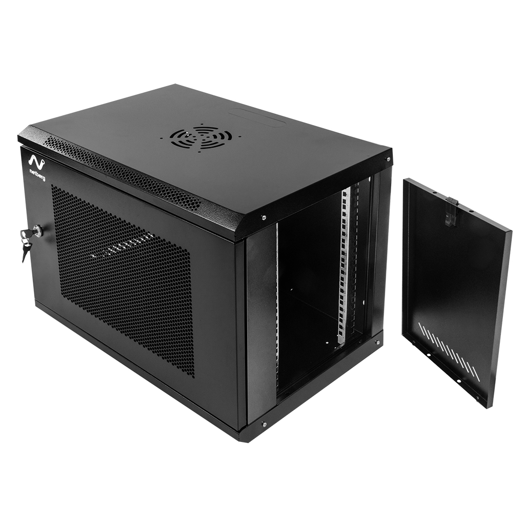 Szafa Rack 19 9U serwerowa na elektronikę NETBERG wisząca 60x40x45cm czarna z drzwiami perforowanymi