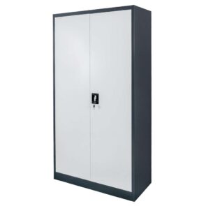 Zdjęcie produktu: Szafa biurowa metalowa na dokumenty FURVERO W-101 G/S pełne drzwi S-90 cm G-40 cm H-185 cm grafitowa szary front
