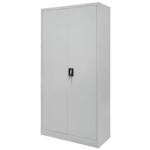 Zdjęcie produktu: Szafa biurowa metalowa na dokumenty FURVERO W-101 S/S pełne drzwi S-90 cm G-40 cm H-185 cm szara