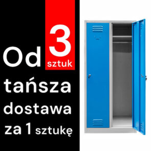 Zdjęcie produktu: Szafka BHP ubraniowa Mega-M pracownicza 2-drzwiowa S-80 cm szara/niebieski front WYSYŁKA PALETOWA