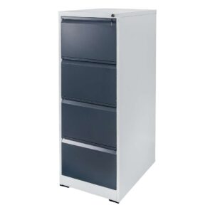Zdjęcie produktu: Szafka metalowa na dokumenty FURVERO W4S S/G kartotekowa 4 szuflady S-45 cm szara grafitowy front