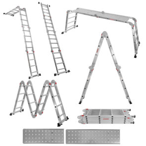 Zdjęcie produktu: Drabina aluminiowa składana przegubowa WERKBERG 4x4 wielofunkcyjna z podestem roboczym