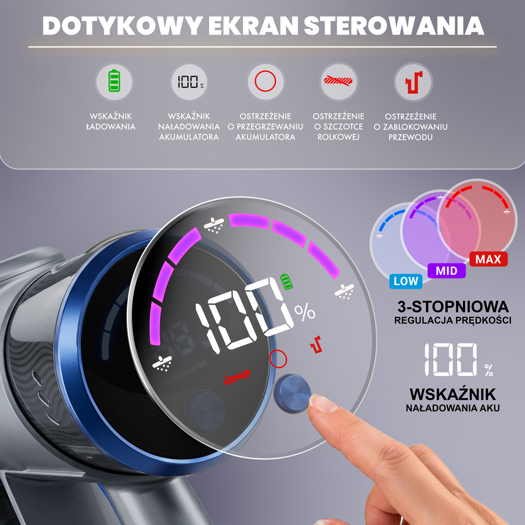 bezprzewodowy BERGMANN HAX 120 450 W, odkurzacz pionowy