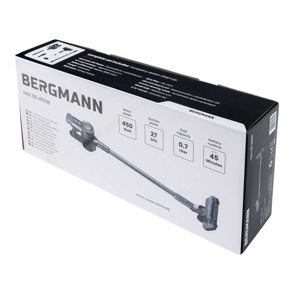 bezprzewodowy BERGMANN HAX 120 450 W, odkurzacz pionowy