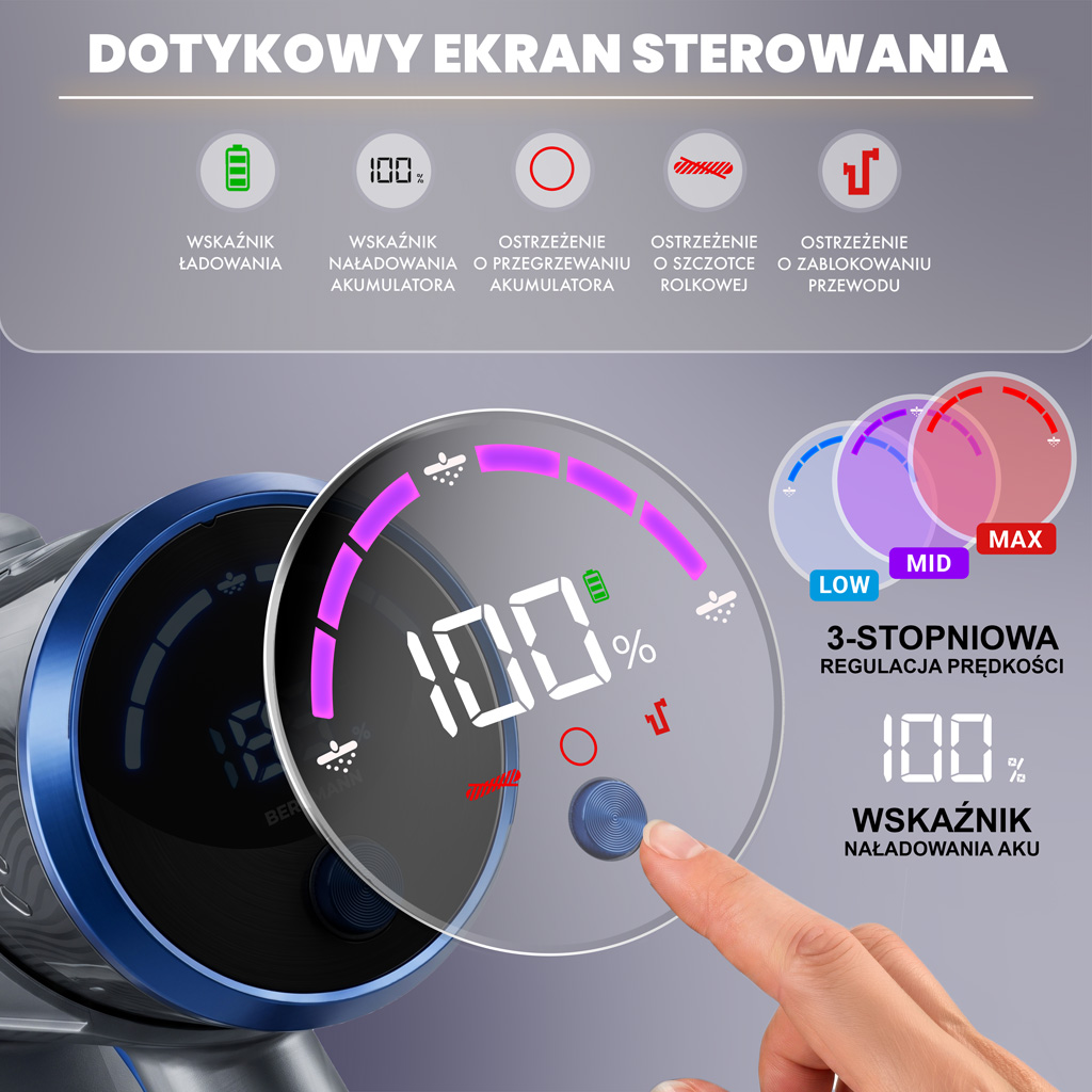 bezprzewodowy BERGMANN HAX 121 450 W, odkurzacz pionowy