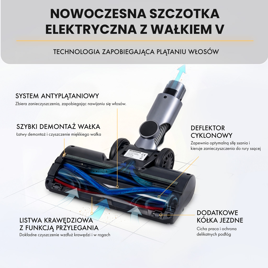 bezprzewodowy BERGMANN HAX 121 450 W, odkurzacz pionowy