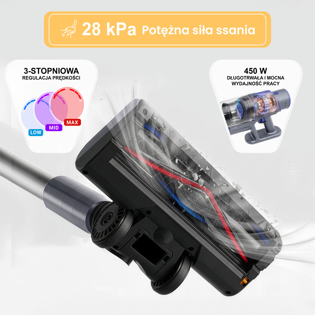 bezprzewodowy BERGMANN HAX 121 450 W, odkurzacz pionowy