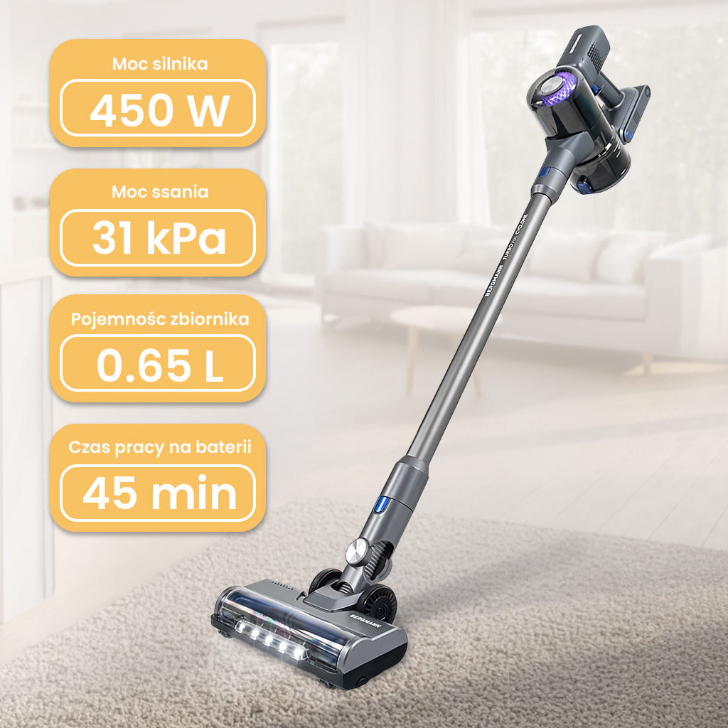 bezprzewodowy BERGMANN HAX 125 450 W, odkurzacz pionowy