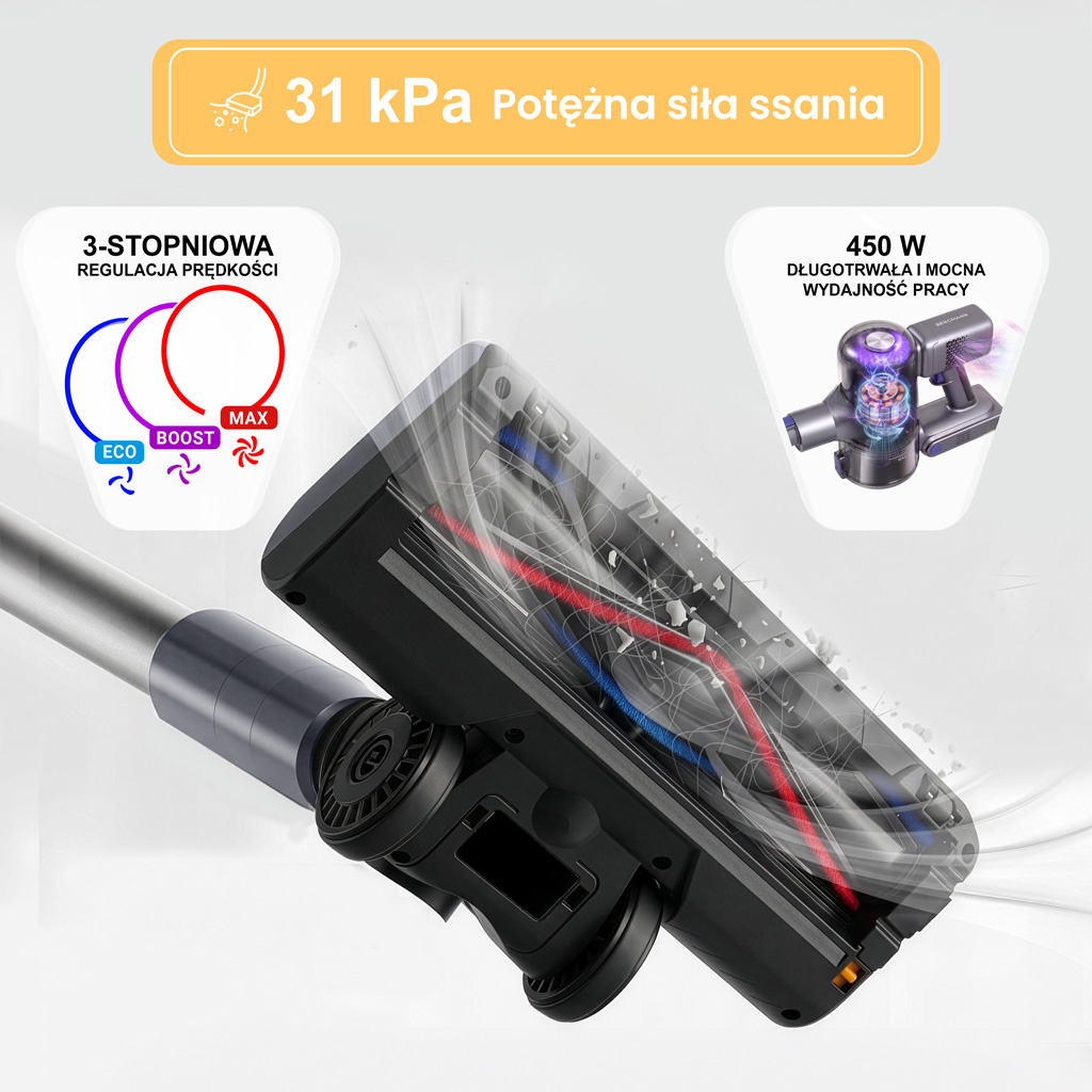bezprzewodowy BERGMANN HAX 125 450 W, odkurzacz pionowy