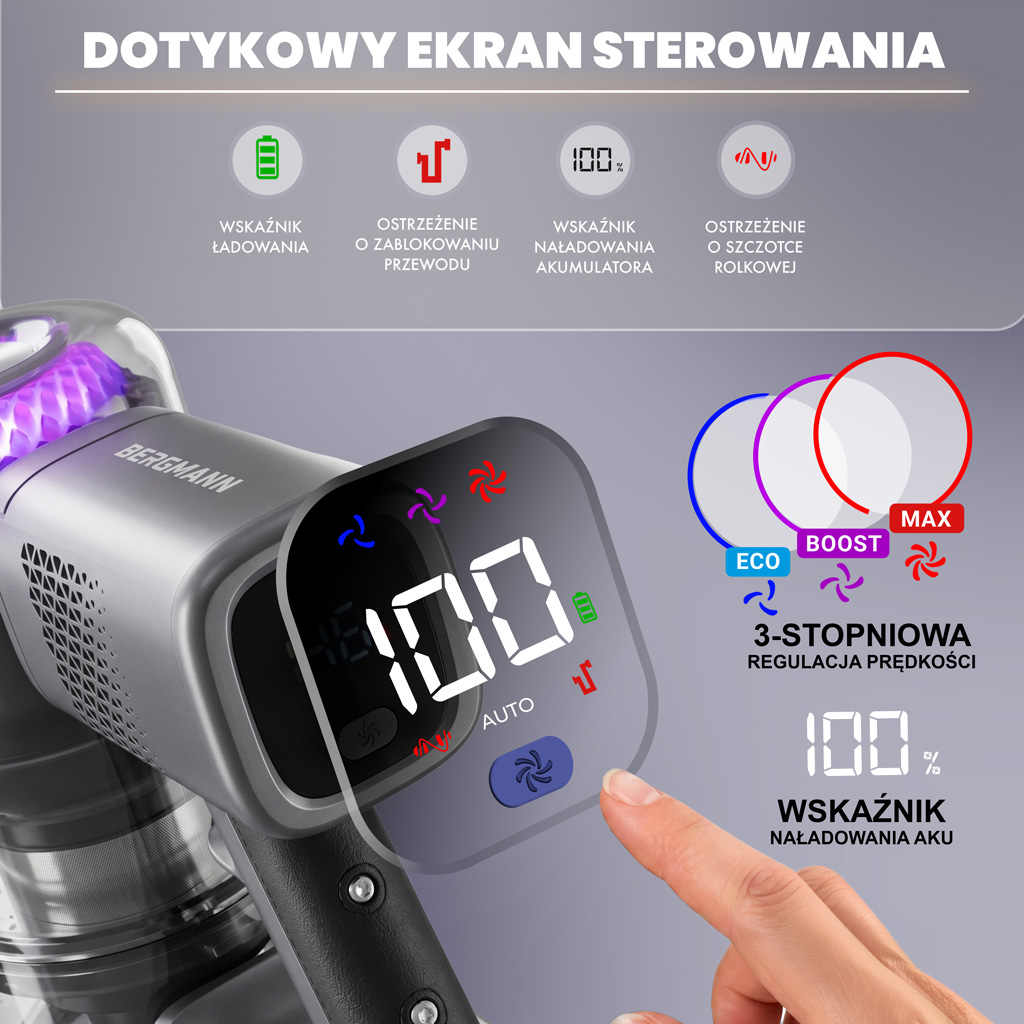 bezprzewodowy BERGMANN HAX 125 450 W, odkurzacz pionowy