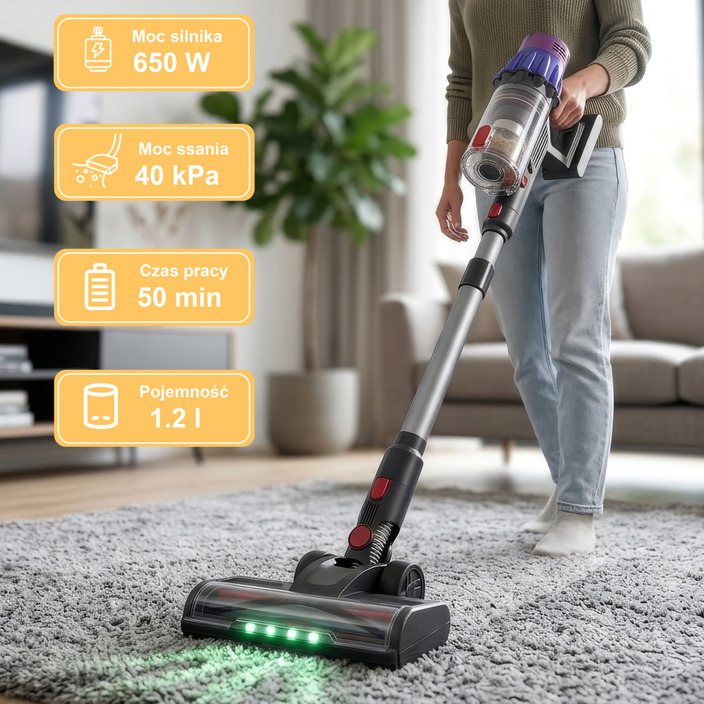 odkurzacz bezprzewodowy BERGMANN PUX 728 650 W, odkurzacz pionowy