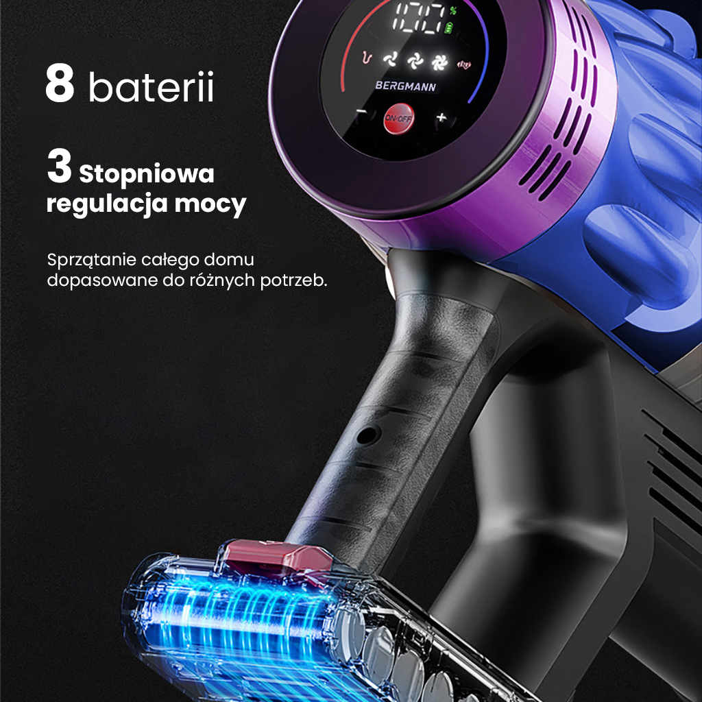 odkurzacz bezprzewodowy BERGMANN PUX 728 650 W, odkurzacz pionowy