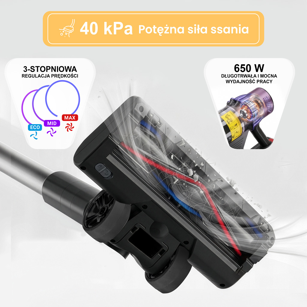 odkurzacz bezprzewodowy BERGMANN PUX 728 650 W, odkurzacz pionowy