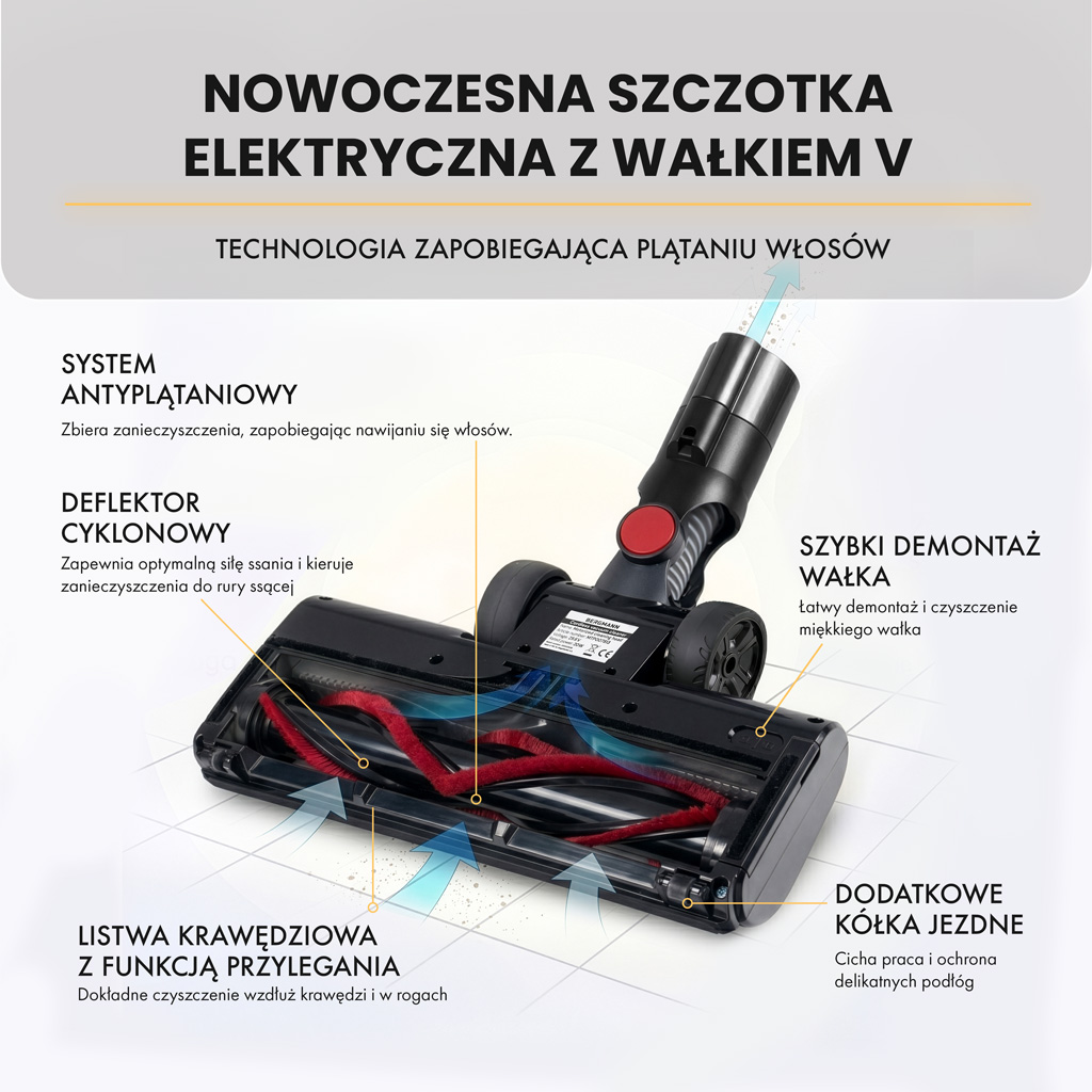 odkurzacz bezprzewodowy BERGMANN PUX 728 650 W, odkurzacz pionowy