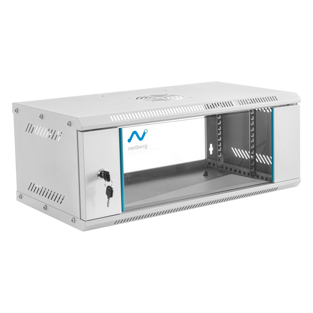 Szafa Rack 19 4U serwerowa na elektronikę NETBERG BASIC wisząca 60x35x24cm szara przeszklone drzwi
