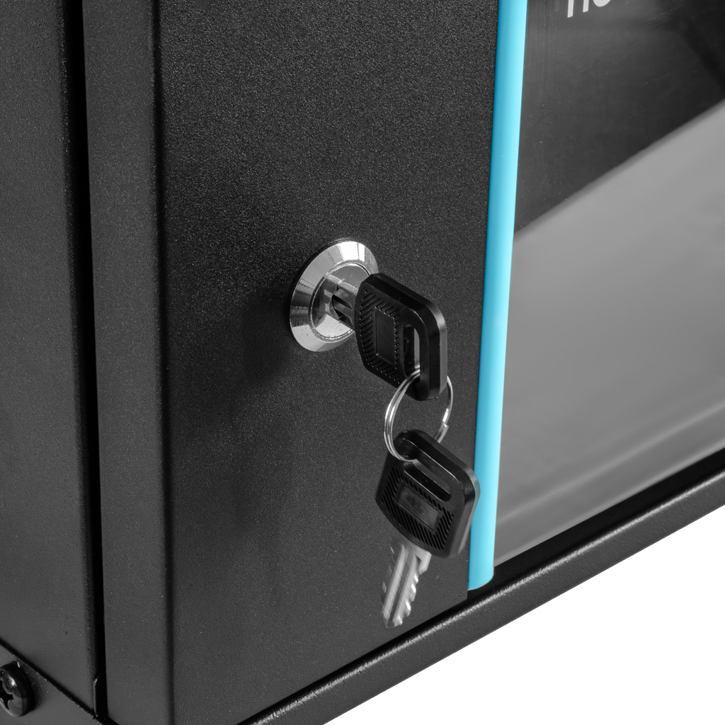 Szafa Rack 19 4U serwerowa na elektronikę NETBERG BASIC wisząca 60x35x24cm czarna przeszklone drzwi