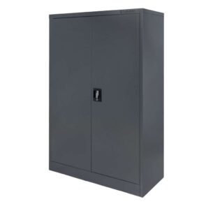 Zdjęcie produktu: Szafa biurowa metalowa na dokumenty FURVERO W-104 G/G pełne drzwi S-90 cm G-40 cm H-140 cm grafitowa