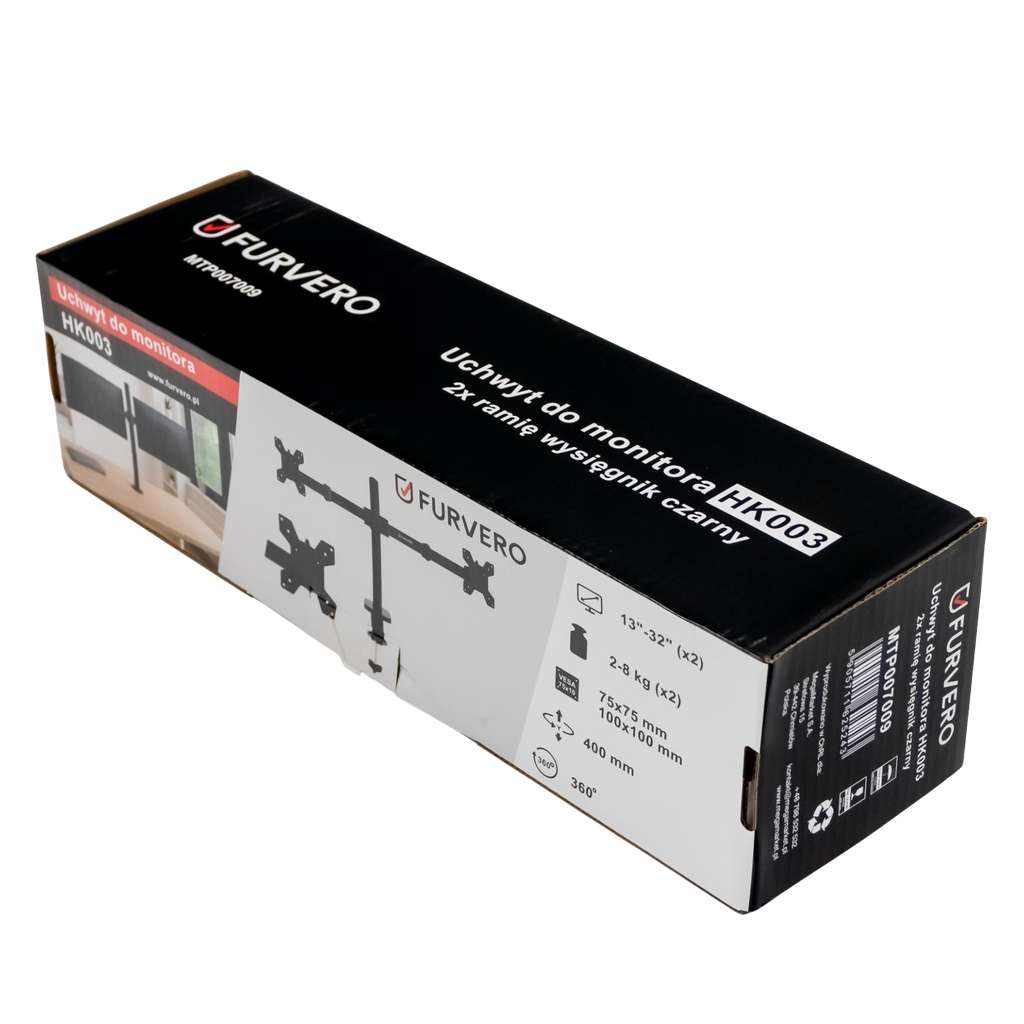 Uchwyt na monitor do biurka FURVERO HK003 13-32" 2 regulowane ramiona czarny