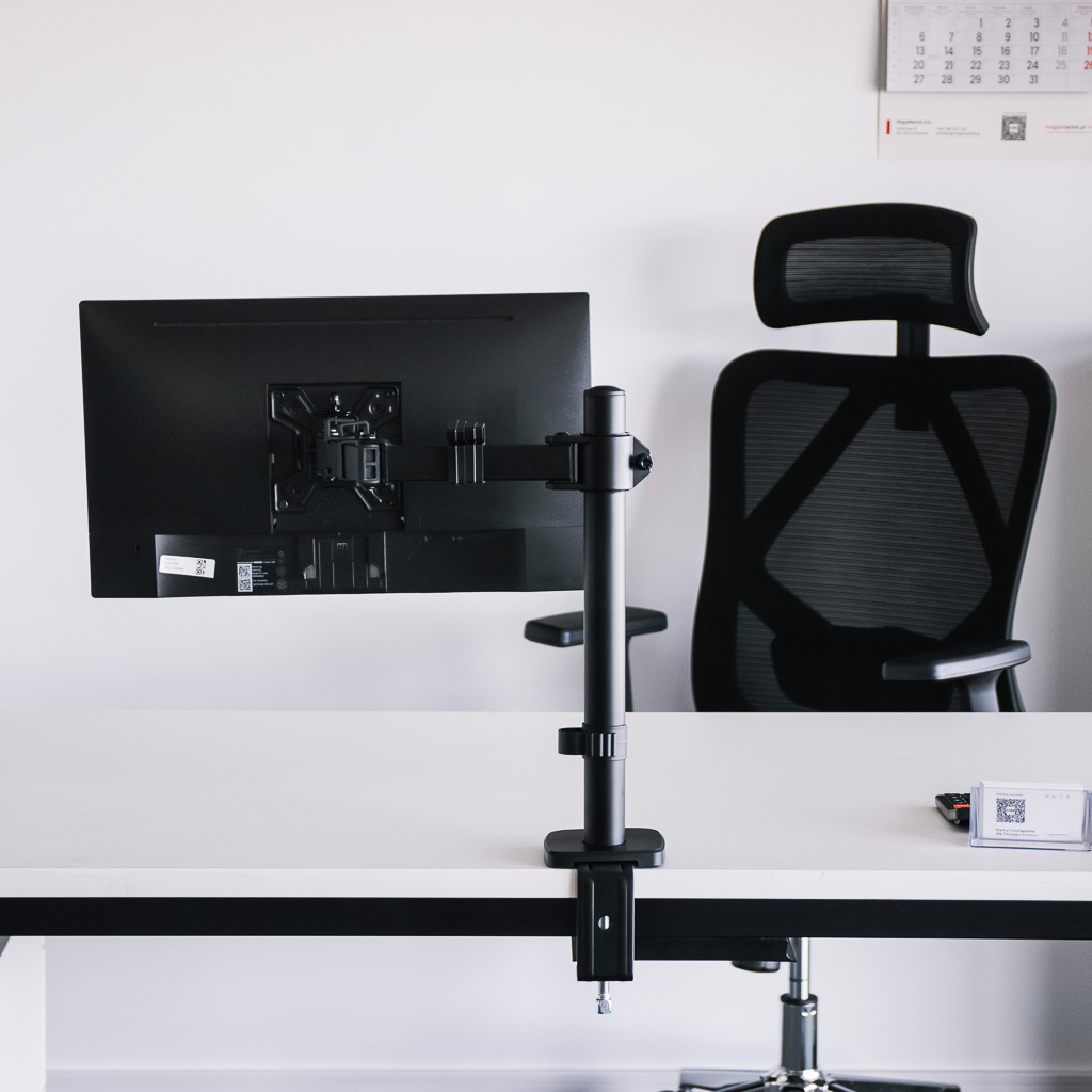 uchwyt do monitora, uchwyt biurkowy na monitor, uchwyt obrotowy do monitora, uchwyt jednoramienny do monitora