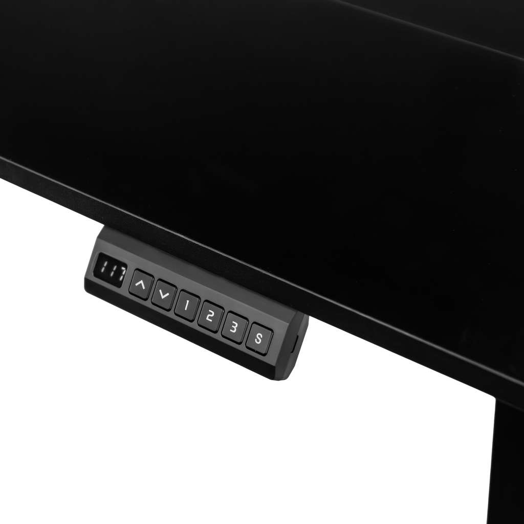 biurko regulowane elektrycznie, biurko z regulacją wysokości, biurko ergonomiczne, biurko czarne, biurko do home office, ciche biurko z silnikiem