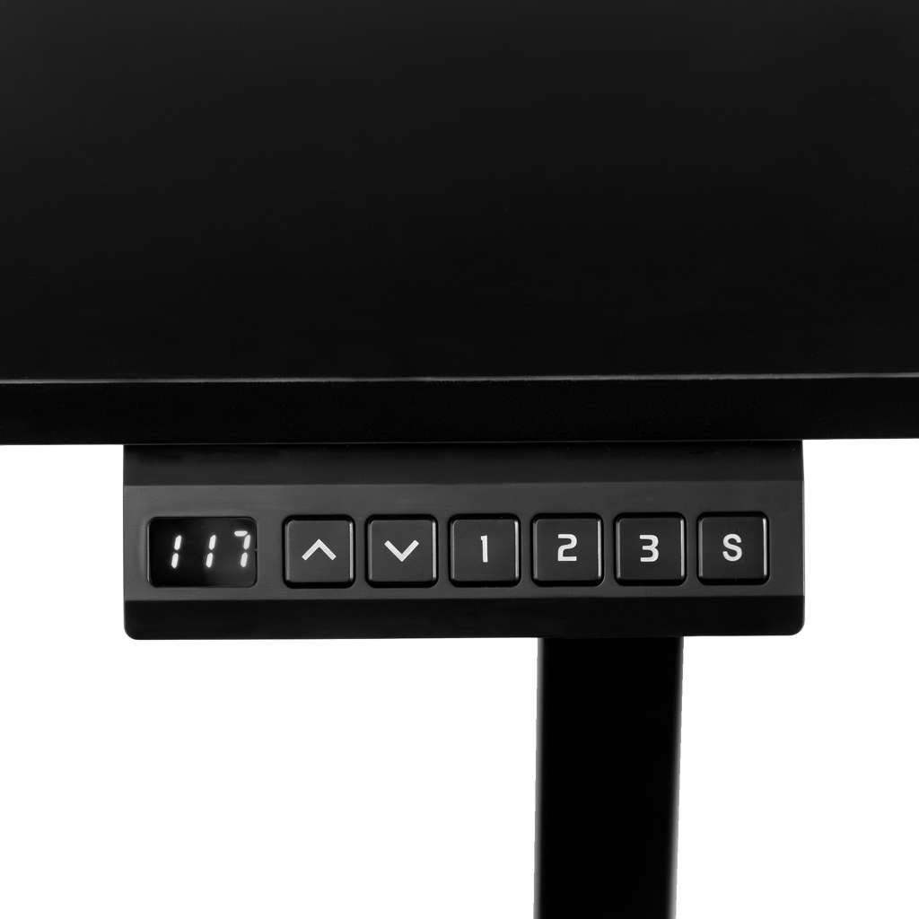 biurko regulowane elektrycznie, biurko z regulacją wysokości, biurko ergonomiczne, biurko czarne, biurko do home office, ciche biurko z silnikiem