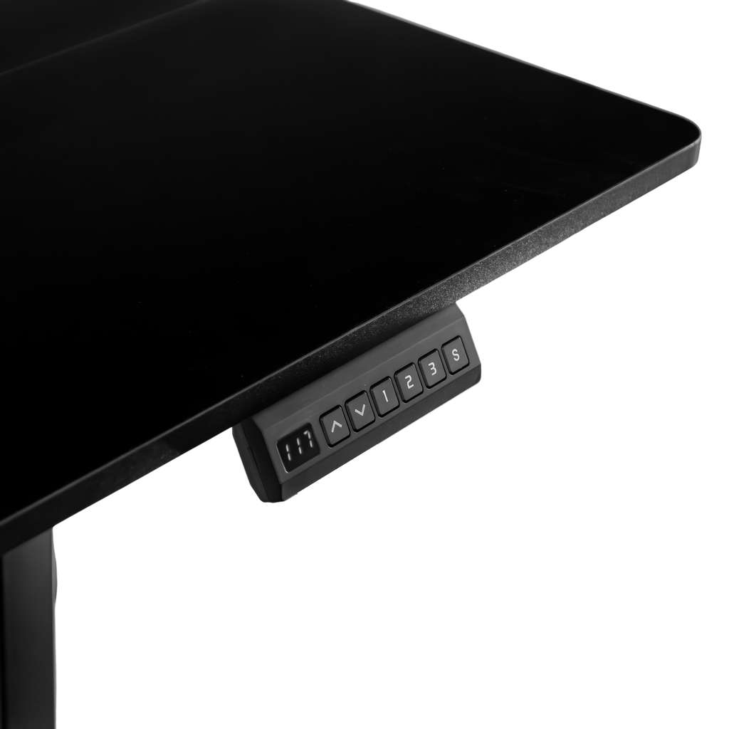 biurko regulowane elektrycznie, biurko z regulacją wysokości, biurko ergonomiczne, biurko czarne, biurko do home office, ciche biurko z silnikiem