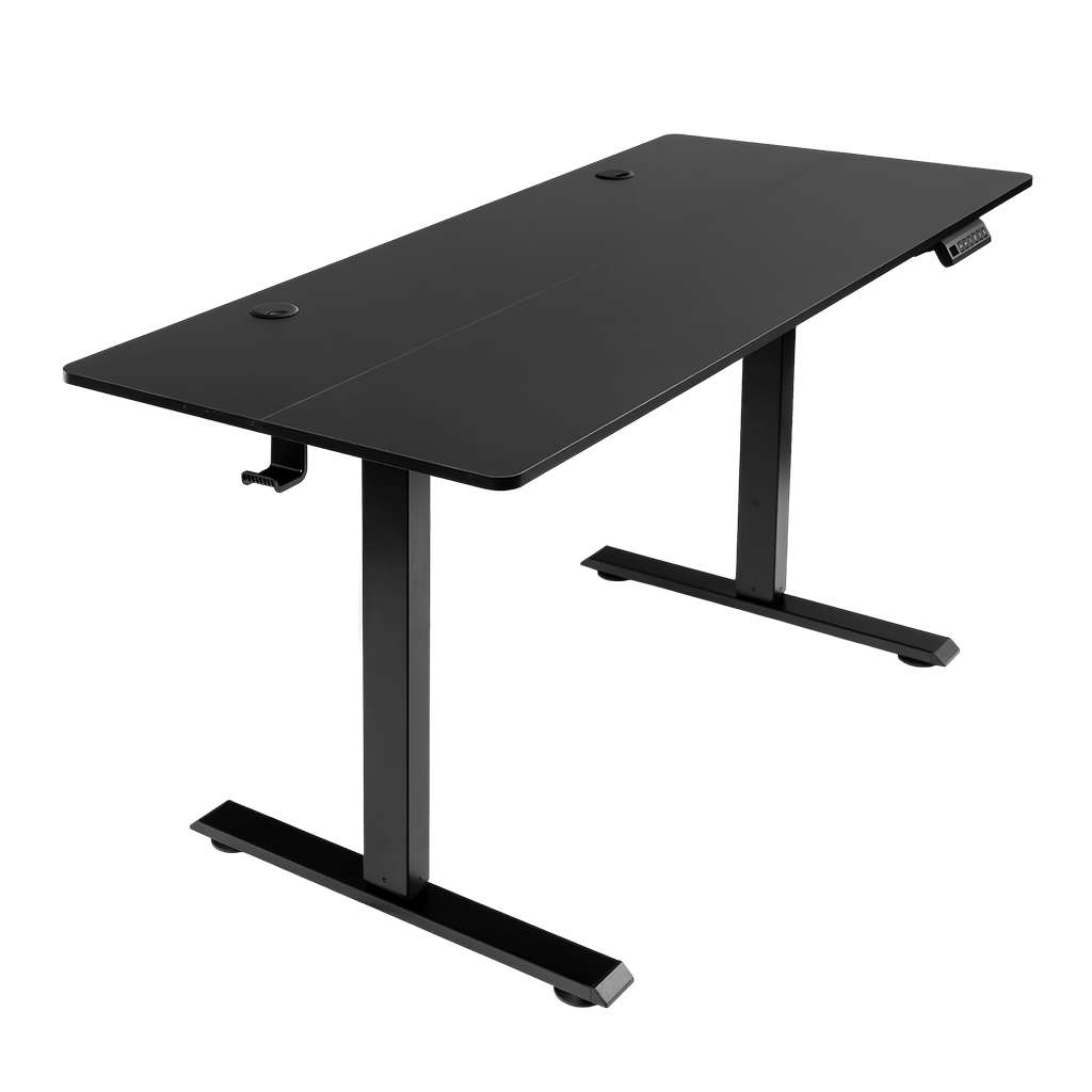 biurko regulowane elektrycznie, biurko z regulacją wysokości, biurko ergonomiczne, biurko czarne, biurko do home office, ciche biurko z silnikiem