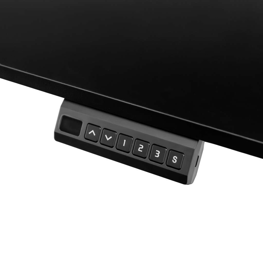 biurko regulowane elektrycznie, biurko z regulacją wysokości, biurko ergonomiczne, biurko czarne, biurko do home office, ciche biurko z silnikiem