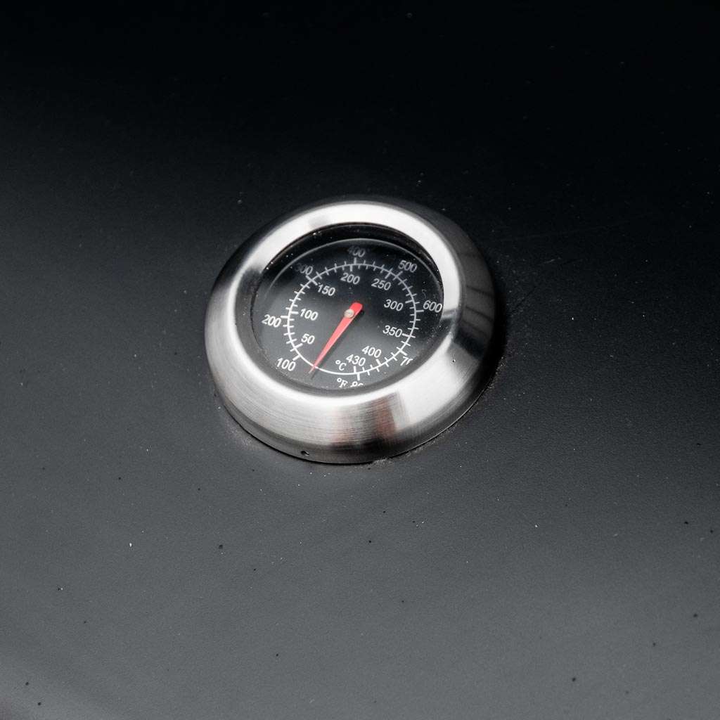 grill, grill ogrodowy, grill z termometrem, grill chromowany ruszt, grill z pokrywą i półką boczną