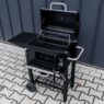 grill, grill ogrodowy, grill z termometrem, grill chromowany ruszt, grill z pokrywą i półką boczną
