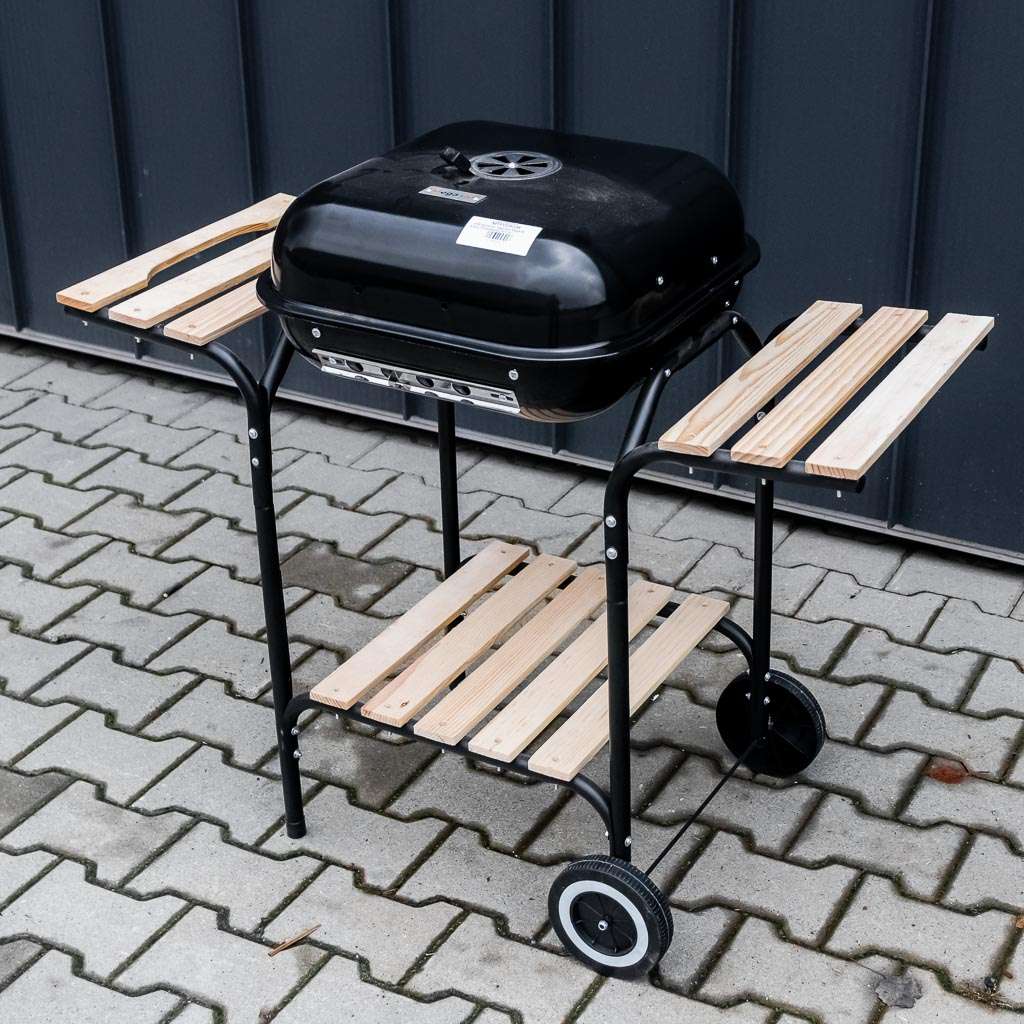 grill węglowy, grill ogrodowy z dwiema półkami