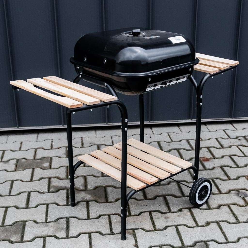 grill węglowy, grill ogrodowy z dwiema półkami