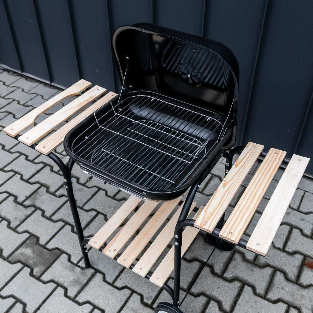 grill węglowy, grill ogrodowy z dwiema półkami